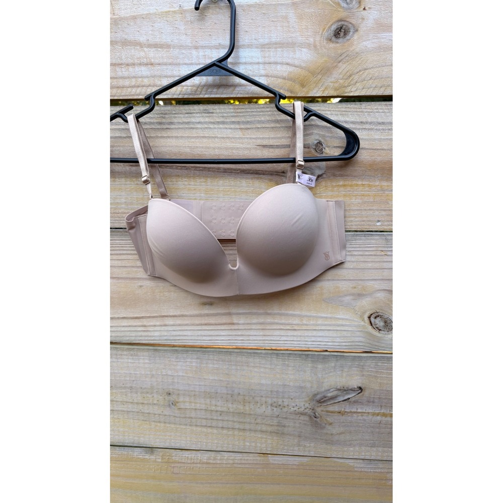 Victorias Secret Beige Push-Up Bra 36B Plunge Multi-Way 11265246 NWT
